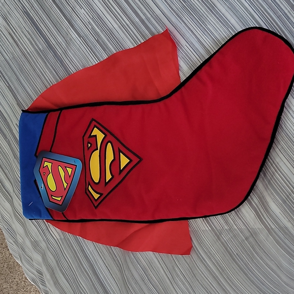 DC superman stocking and two ornaments
